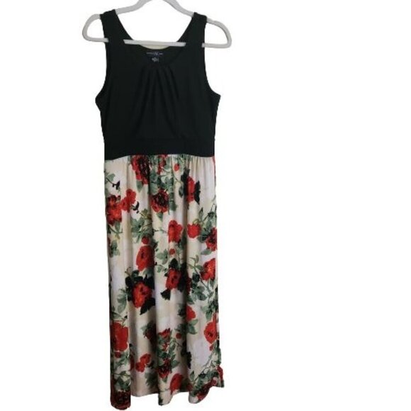 Inc International Concept Black Floral Sleeveless Maxi Dress Size L - Picture 1 of 5